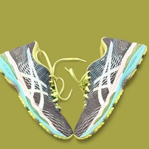 ASICS Steal,Teal & Lime Green Gel Nimbus Athletic Shoes